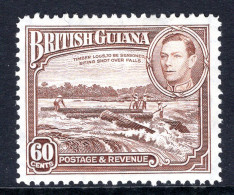 British Guiana 1938-52 KGVI Pictorials - 60c Shooting Logs Over Falls - P.12½ HM (SG 315) - Guyane Britannique (...-1966)