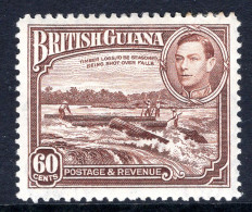 British Guiana 1938-52 KGVI Pictorials - 60c Shooting Logs Over Falls - P.12½ HM (SG 315) - British Guiana (...-1966)