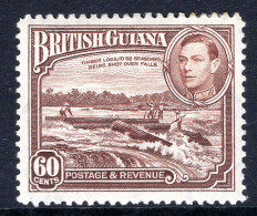 British Guiana 1938-52 KGVI Pictorials - 60c Shooting Logs Over Falls - P.12½ HM (SG 315) - Guyana Britannica (...-1966)
