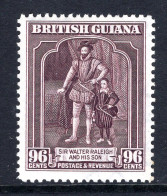 British Guiana 1938-52 KGVI Pictorials - 96c Sir Walter Raleigh - P.12½ HM (SG 316) - Guayana Británica (...-1966)