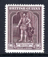 British Guiana 1938-52 KGVI Pictorials - 96c Sir Walter Raleigh - P.12½ HM (SG 316) - British Guiana (...-1966)