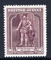 British Guiana 1938-52 KGVI Pictorials - 96c Sir Walter Raleigh - P.12½ HM (SG 316) - Guyana Britannica (...-1966)