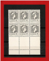 ALGERIE - 1944 - N°209** MARIANNE D'ALGER - SUPERBE -  - BLOC De 6  TIMBRES  SANS CHARNIERE - Unused Stamps