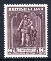 British Guiana 1938-52 KGVI Pictorials - 96c Sir Walter Raleigh - P.12½ X 13 HM (SG 316a) - Brits-Guiana (...-1966)