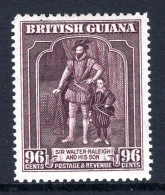 British Guiana 1938-52 KGVI Pictorials - 96c Sir Walter Raleigh - P.12½ X 13 HM (SG 316a) - Guayana Británica (...-1966)