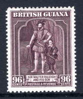 British Guiana 1938-52 KGVI Pictorials - 96c Sir Walter Raleigh - P.12½ X 13 HM (SG 316a) - Guyane Britannique (...-1966)