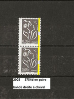 Variété 2005 Neuf** Y&T N° 3754d Bande Droite à Cheval En Paire - Neufs