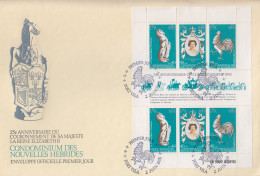 Enveloppe  FDC  1er Jour   NOUVELLES  HEBRIDES   Bloc  Feuillet   25éme  Anniversaire  Couronnement  De  La  Reine  1978 - FDC