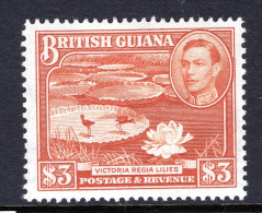 British Guiana 1938-52 KGVI Pictorials - $3 Water Lilies - P.14 X 13 HM (SG 319b) - Guayana Británica (...-1966)