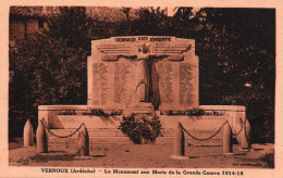 Vernoux-en-Vivarais (Ardèche) Le Monument Aux Morts De La Grande Guerre - Collection Fournier - Carte Non Circulée - Vernoux