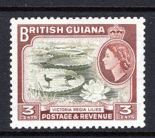 British Guiana 1954-63 QEII Pictorials - 3c Water Lilies HM (SG 333) - Guyane Britannique (...-1966)