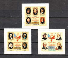 Tonga  - 1978.I Tre Francobolli Della Serie "U.sa Bicentennial. The Three Stamps In The Series. MNH Ovpt. New Value RARE - Indipendenza Stati Uniti