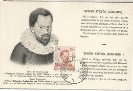 BELGICA 1942 TARJETA SIMON STEVIN MATEMATICAS ESTADISTICA CIENCIA - Informatik