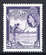 British Guiana 1954-63 QEII Pictorials - 4c Shooting Fish HM (SG 334) - Guayana Británica (...-1966)