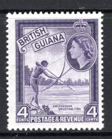 British Guiana 1954-63 QEII Pictorials - 4c Shooting Fish - DLR Printing - MNH (SG 334a) - Brits-Guiana (...-1966)