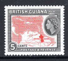 British Guiana 1954-63 QEII Pictorials - 5c Map Of Caribbean MNH (SG 335) - Guyane Britannique (...-1966)