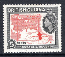 British Guiana 1954-63 QEII Pictorials - 5c Map Of Caribbean HM (SG 335) - Guyana Britannica (...-1966)