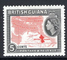 British Guiana 1954-63 QEII Pictorials - 5c Map Of Caribbean HM (SG 335) - Guyana Britannica (...-1966)