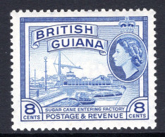 British Guiana 1954-63 QEII Pictorials - 8c Sugar Cane Factory - DLR Printing - Blue - HM (SG 337a) - British Guiana (...-1966)