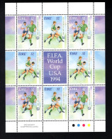 1989443768 1994 SCOTT 928A (XX) POSTFRIS MINT NEVER HINGED - WORLD CUP SOCCER CHAMPIONSHIPS SHEET + LABEL - Ungebraucht