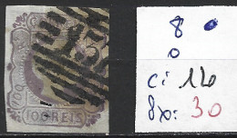 PORTUGAL 8 Oblitéré Côte 120 € ( 1 Trou Au Bas Du Cercle ) - Used Stamps