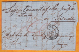 1857 - Unstamped Letter In Greek From SMYRNE, Σμύρνη, Smýrni, Izmir. BFE Bureau Français En Turquie, To Syra Sira - ...-1861 Vorphilatelie