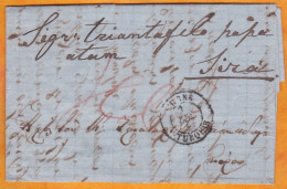 1857 - Lettre En Grec De SMYRNE, Σμύρνη, Smýrni, Izmir. BFE Bureau Français En Turquie, Vers Syra Sira - Storia Postale