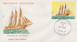 Enveloppe   FDC   1er  Jour   POLYNESIE      Voiliers  En  Polynésie    1977 - FDC