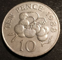 GUERNESEY - 10 PENCE 1988 - Elizabeth II - 3eme Effigie, Grand Module - KM 43.1 - TEN PENCE - GUERNSEY - Guernsey