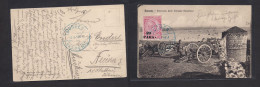 ALBANIA. 1914 (3 June) Durres - Neueen, Austria, Bohemia. Rare Fkd Photo Card Camons, Venezia Castle. Rarity Comercial M - Albania