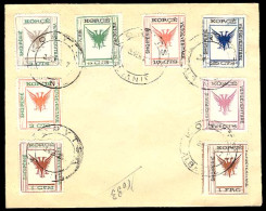 ALBANIA. 1917. Sc. 54/61. Complete Set Used On Envelope. Scarce. - Albanie