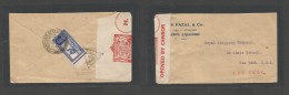 AFGHANISTAN. 1940 (4 July) Kabul, Via Peshawar, Pakistan. British India Reverse Fkd Env + WWII Censored. VF Usage. - Afghanistan