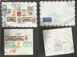 AFGHANISTAN. 1959 (31 March) Kaboul - Germany. Pair Of Multifkd Airmail Envelope Usages. Fine And Attractive. - Afghanistan