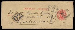 Argentina - Stationery. 1890. Bs As - Urugauy. 1c Stat Wrapper, Taxed + 02 Boxed XF Appealing Item. - Autres & Non Classés