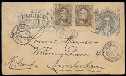 Argentina - Stationery. 1892. Santiago Del Estero - Netherlands. 4c Stat Card + 2 Adtls / Cds. Scarce Origin + Overseas  - Autres & Non Classés