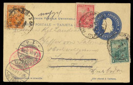 Argentina - Stationery. 1901. Bs As - Germany- Switzerland. 6c Stat Card + 3 Adtls. Missent Saarburg / Switzerland. All  - Autres & Non Classés