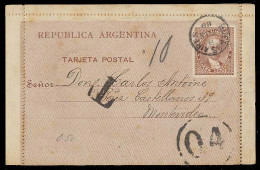 Argentina - Stationery. 1889. Bs As - Uruguay. 4c Stat Letter Sheet + 04 In Circle P Due. Scarce Usage To Overseas. - Autres & Non Classés