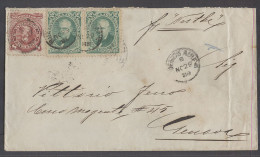 ARGENTINA. 1885 (29 Nov). BA - Italy, Genoa (23 Dec). Env Fkd 8c Red Lilac 2c Green Horiz Pair 12c Rate Cds Endorsed Per - Autres & Non Classés