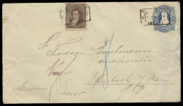 ARGENTINA. 1886 (Ago). BA - Germany / Offenbach (14 Sept). Reg 24c Blue Stat Env + 4c Adtl / Box Ds + Violet "R" Reprint - Autres & Non Classés