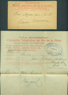 ARGENTINA. 1896 (9 May). Compañía Telegrafica Rio De La Plata / Via Madeira - Portugal Cable / BA Local Arrived Env With - Autres & Non Classés