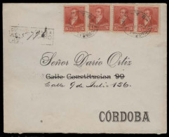 ARGENTINA. 1893. Sucursal Lorea - Cordoba. Reg Local Multifkd 5c Red X4 Env. XF. Superb Cond. Oval Ds. - Autres & Non Classés