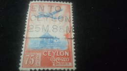 CEYLON- 1951-54 -     75   C.    . YEREL MOTİFLER     DAMGALI - Sri Lanka (Ceylon) (1948-...)