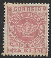 Cabo Verde – 1877 Crown Type 25 Réis Mint Stamp - Islas De Cabo Verde