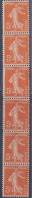 France Roulettes N°5 5c Semeuse Orange Bande Verticale De 6 Timbres (impression à Plat) Qualité:** - Francobolli In Bobina