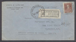 Argentina - XX. 1930 (8 March). BA - USA / Milwaukee (29 March). Reg Single 24c Fkd Env + Tied R-label. Fine. - Other & Unclassified