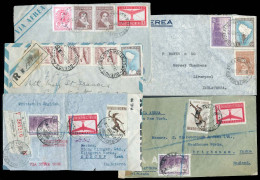 Argentina - XX. 1940-52. Mail To UK - 5 Better Multifkd Env. VF Group. Cond. - Autres & Non Classés