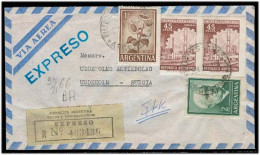 Argentina - XX. 1956. BA - Sweden. Reg Air Express Multifkd Env. Rate + Scarce Label. VF. - Autres & Non Classés