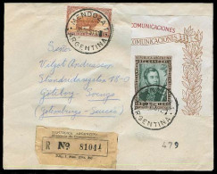 Argentina - XX. 1951 (30 July). Mendoza - Sweden. Reg Multifkd Env / Imperf Part Min Sheet. Appealing Item. - Autres & Non Classés