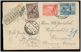 Argentina - XX. 1930 (2 Enero). BA - Germany. Reg Tricolor Fkd PPC + Arrival + Label. Scarce + Rate. - Autres & Non Classés