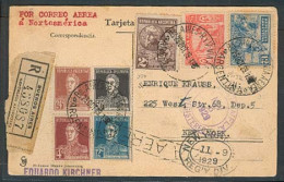 Argentina - XX. 1929 (23 Oct). Bs As - USA. Reg Air Multifkd Card. VF. Addressed To Enrique Krauss. - Autres & Non Classés
